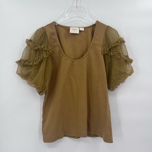 Anthropologie puff sleeved Tshirt size xl